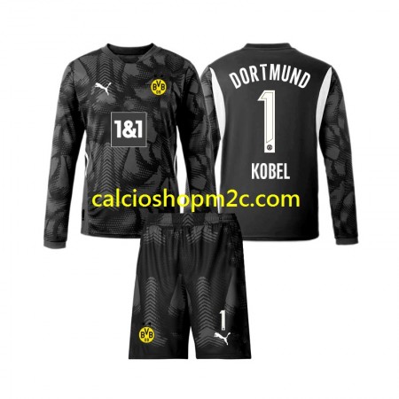 Borussia Dortmund Gregor Kobel 1 Portiere Bambino Maglia Quarta 2024/2025 Manica Lunga